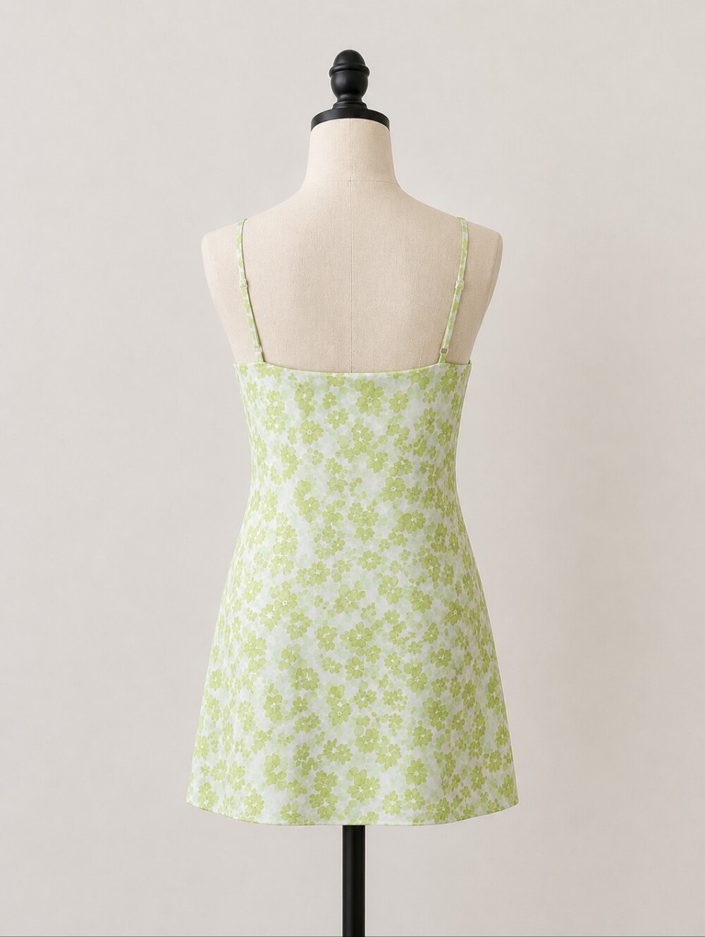 Green Floral Satin Mini Dress • Size Small - Picture 2 of 2
